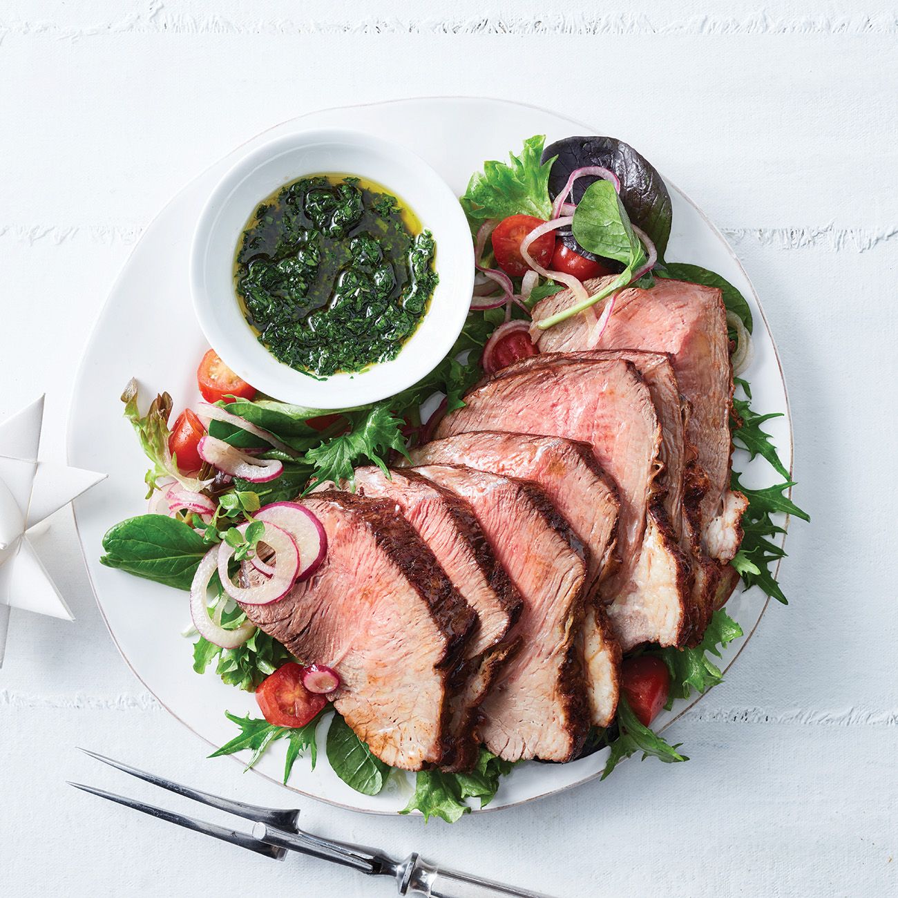 Barbecued Bolar Blade With Chimichurri