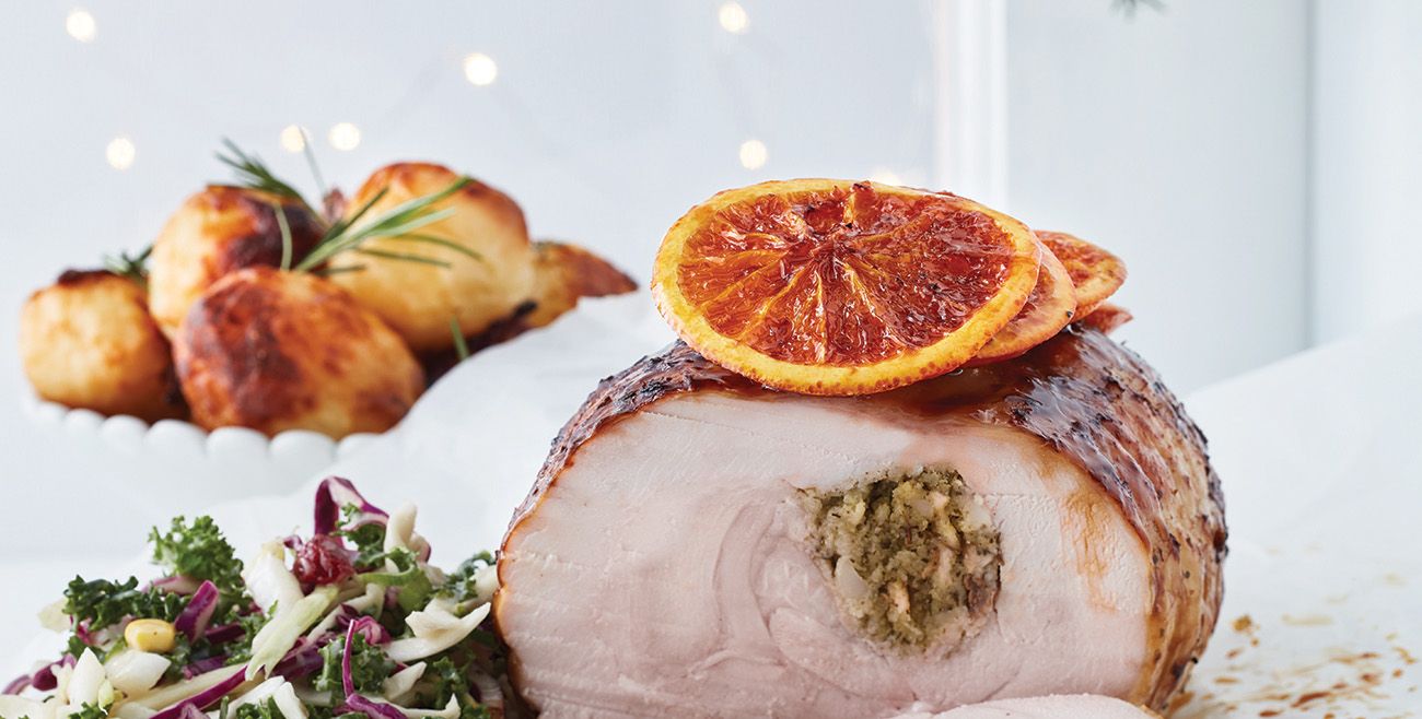 Roast turkey crown with roasted duck fat potatoes