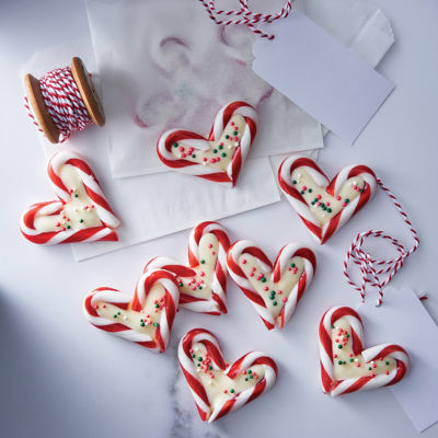 Three-ingredient Candy-cane Hearts