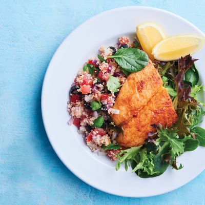 Paprika Basa with Puttanesca Couscous