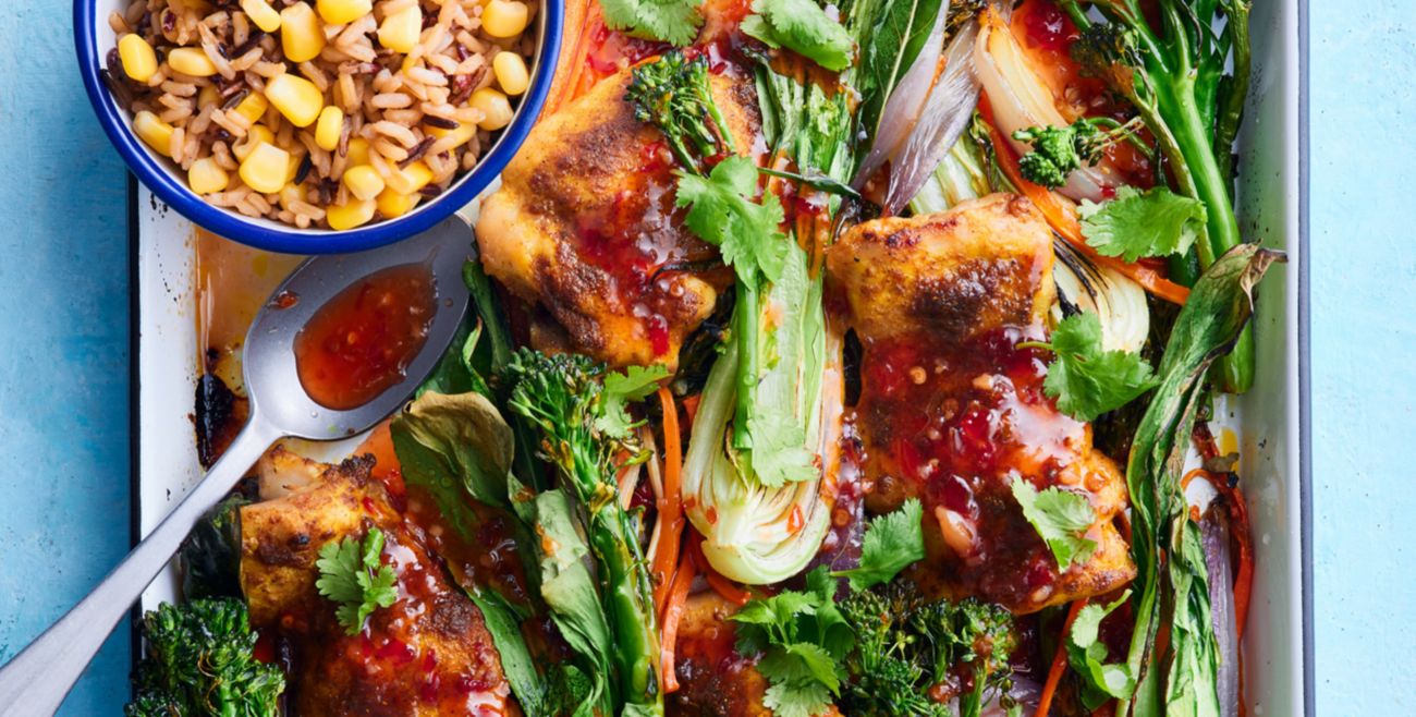 spiced chilli chicken traybake