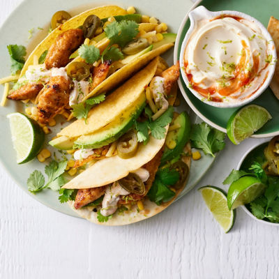 Jalapeno Chicken Tacos with Lime-salsa Sour Cream