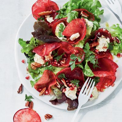 Plums, Leafy Greens & Persian Feta Salad