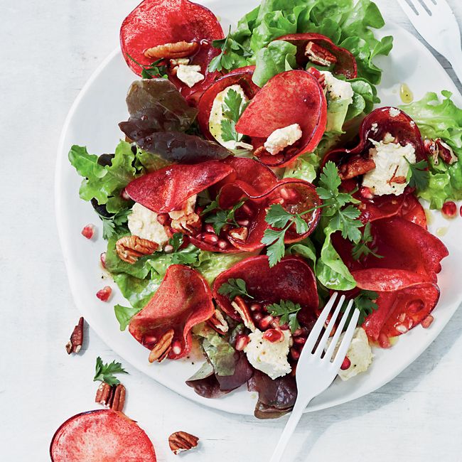 Plums, Leafy Greens & Persian Feta Salad
