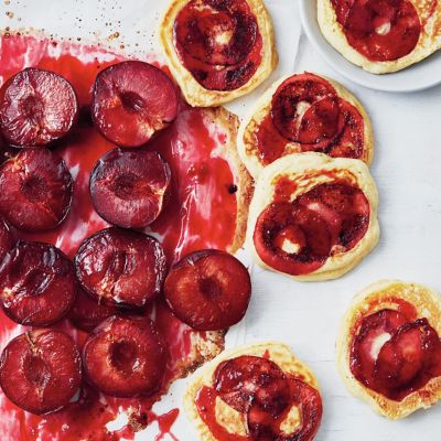 Ricotta Pancakes with Grilled Plums