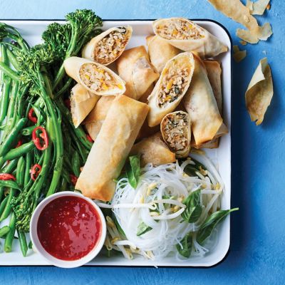 Crispy Pork Larb Rolls