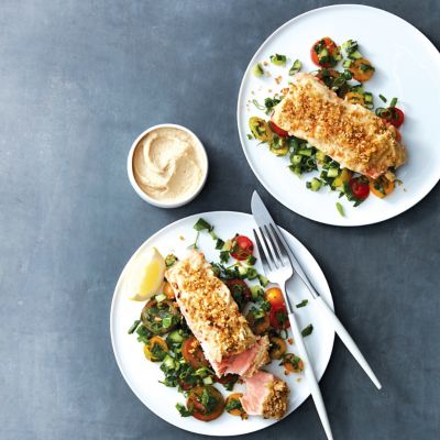 Dukkah & Hummus-crusted Salmon