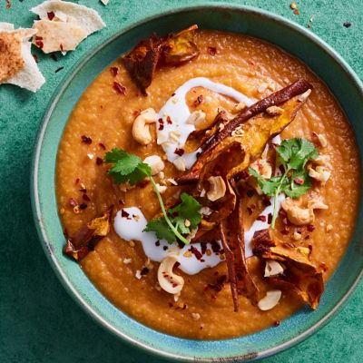 Healthier Roasted Sweet Potato Soup