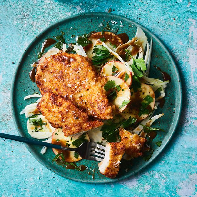 Hot-cross-bun Pork Schnitzels