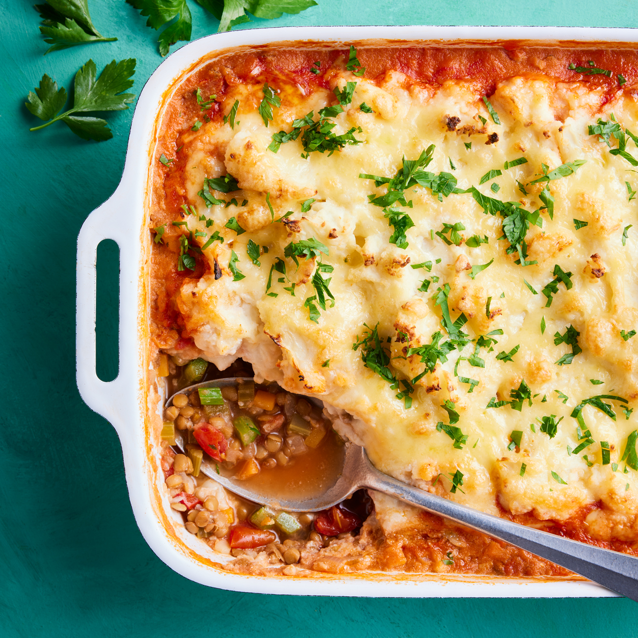 Moroccan-style Lentil & Cauli Pie