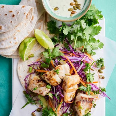 Fish Tortillas with Wasabi Slaw