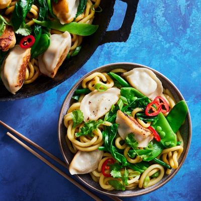 Quick Dumpling & Greens Stir-fry