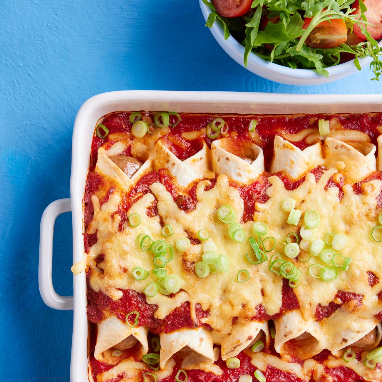 Sausage Enchiladas with Tomato Salad