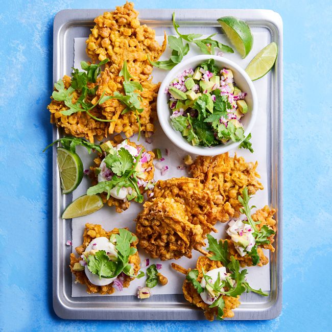 Potato & Chickpea Fritters with Avocado