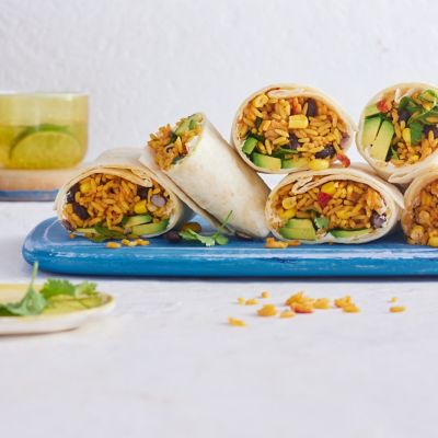 Easy Mexican Rice & Bean Wraps