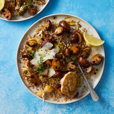 Mushroom & Barley Salad with Roast Garlic Dressing