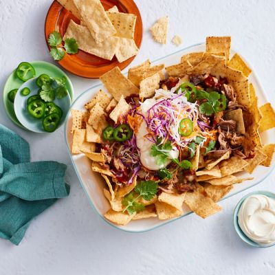 Pulled Pork & Coleslaw Nachos with Jalapeño