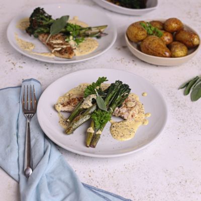 Chargrilled Chicken Breast with A Mustard & Sage Cream.