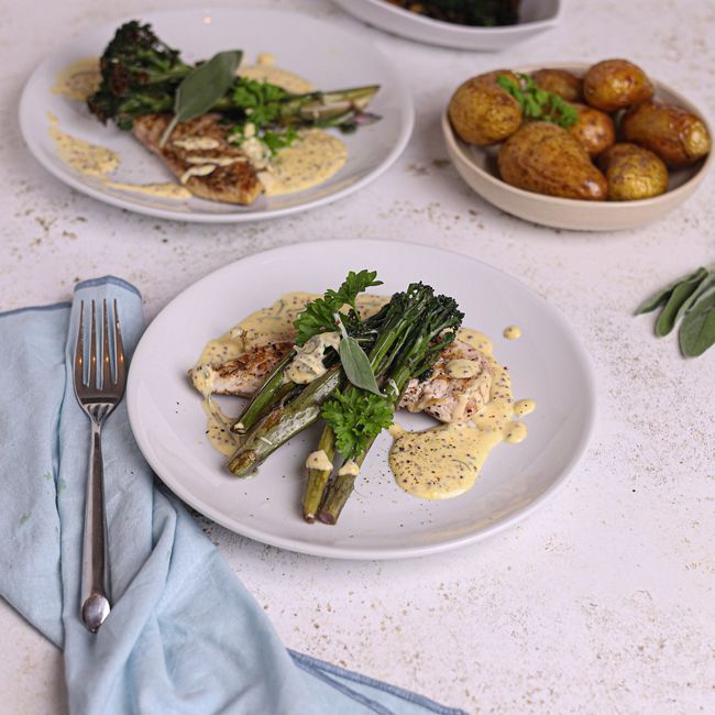 Chargrilled Chicken Breast with a Mustard & Sage Cream