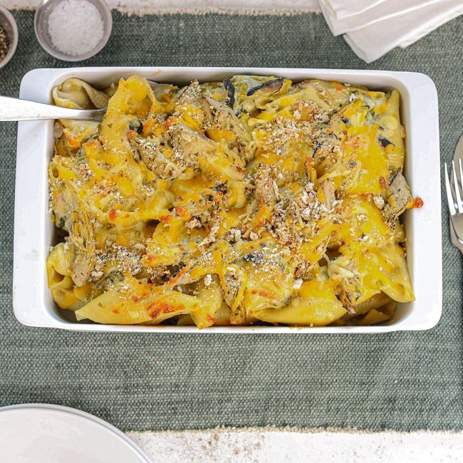 Artichoke & Parmesan Bake with Leeks
