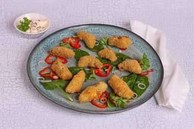 Artichoke & Garlic Pan-Fried in Panko Bread Crumbs.
