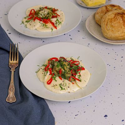 Baked Artichokes with Mozzarella & Basil.