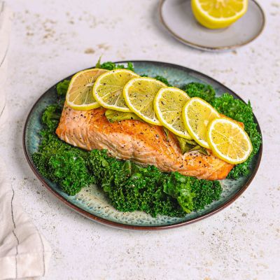 Kaffir Lime Leaf & Lemon Baked Asian Salmon.