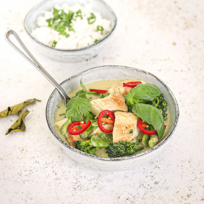 Thai Style Green Curry with Kaffir Lime Leaves.
