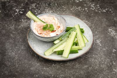 Cucumber Sticks with a Harissa Yoghurt.