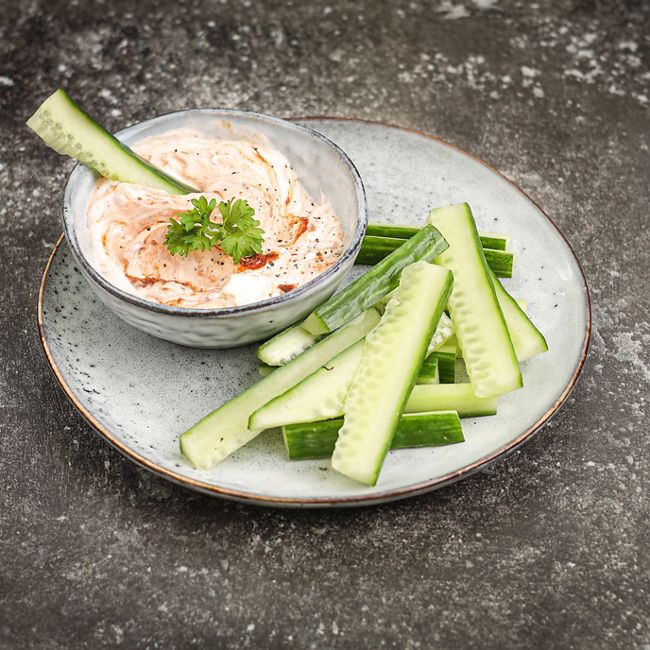 Cucumber Sticks with a Harissa Yoghurt