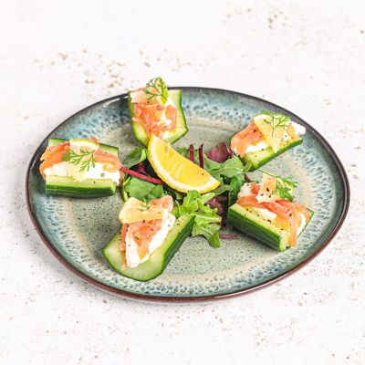 Smoked Salmon & Cream Cheese Cucumber Bites.