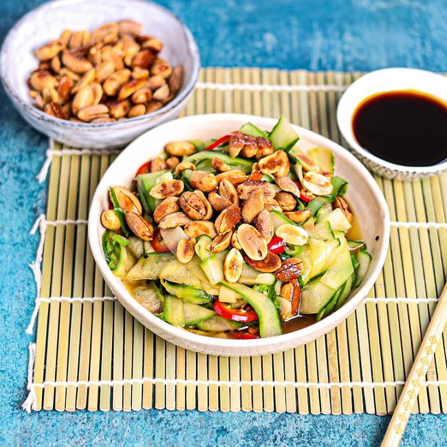 Asian Cucumber Salad with Honey Roasted Nuts