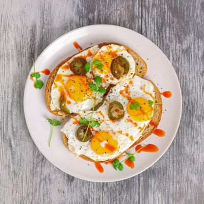 Sourdough Sandwich with Jalapeno & Sriracha Eggs.