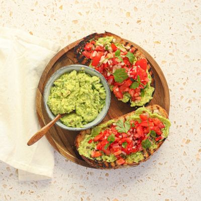 Smashed Avocado Sandwich with Tomato Salsa.