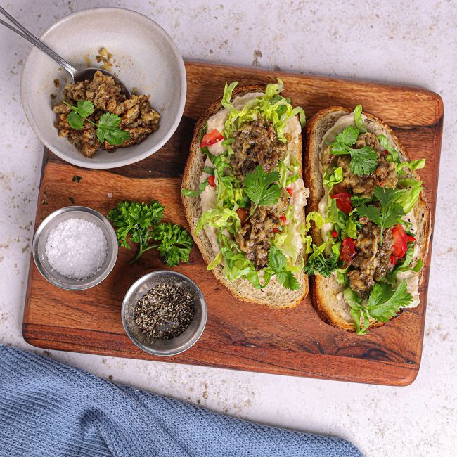 Babaganoush & Smashed Chickpea Sandwich with Baby Gem