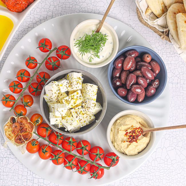 Greek Mezze Plate with Pitta Bread