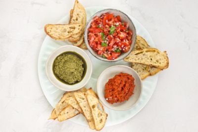 Italian Dips with Pesto, Peppers, Tomato & Basil.