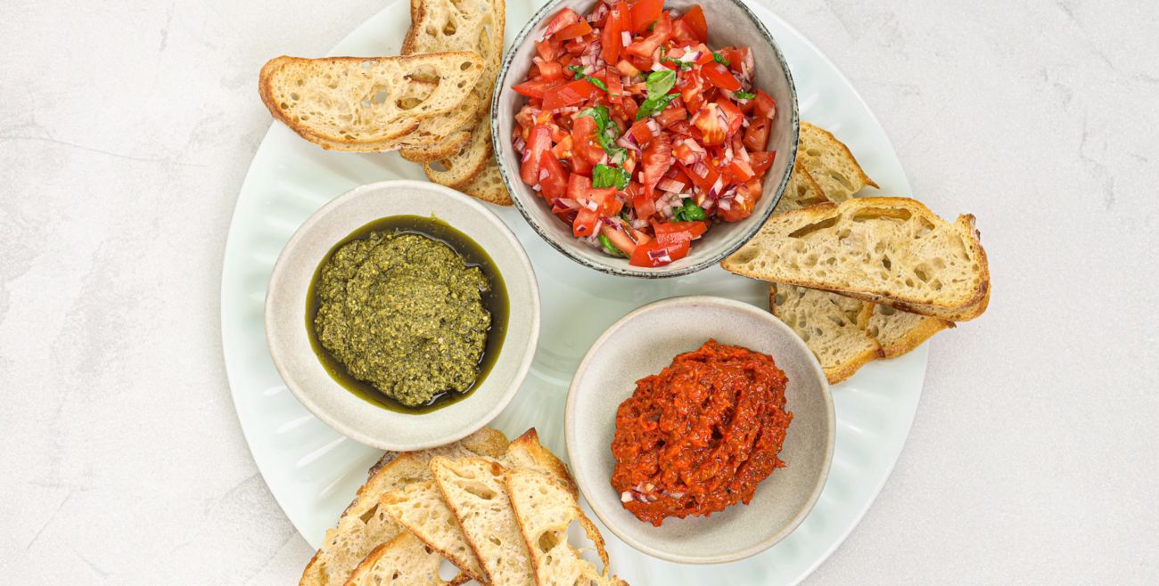 Italian Dips with Pesto, Capsicum, Tomato & Basil Recipe Woolworths