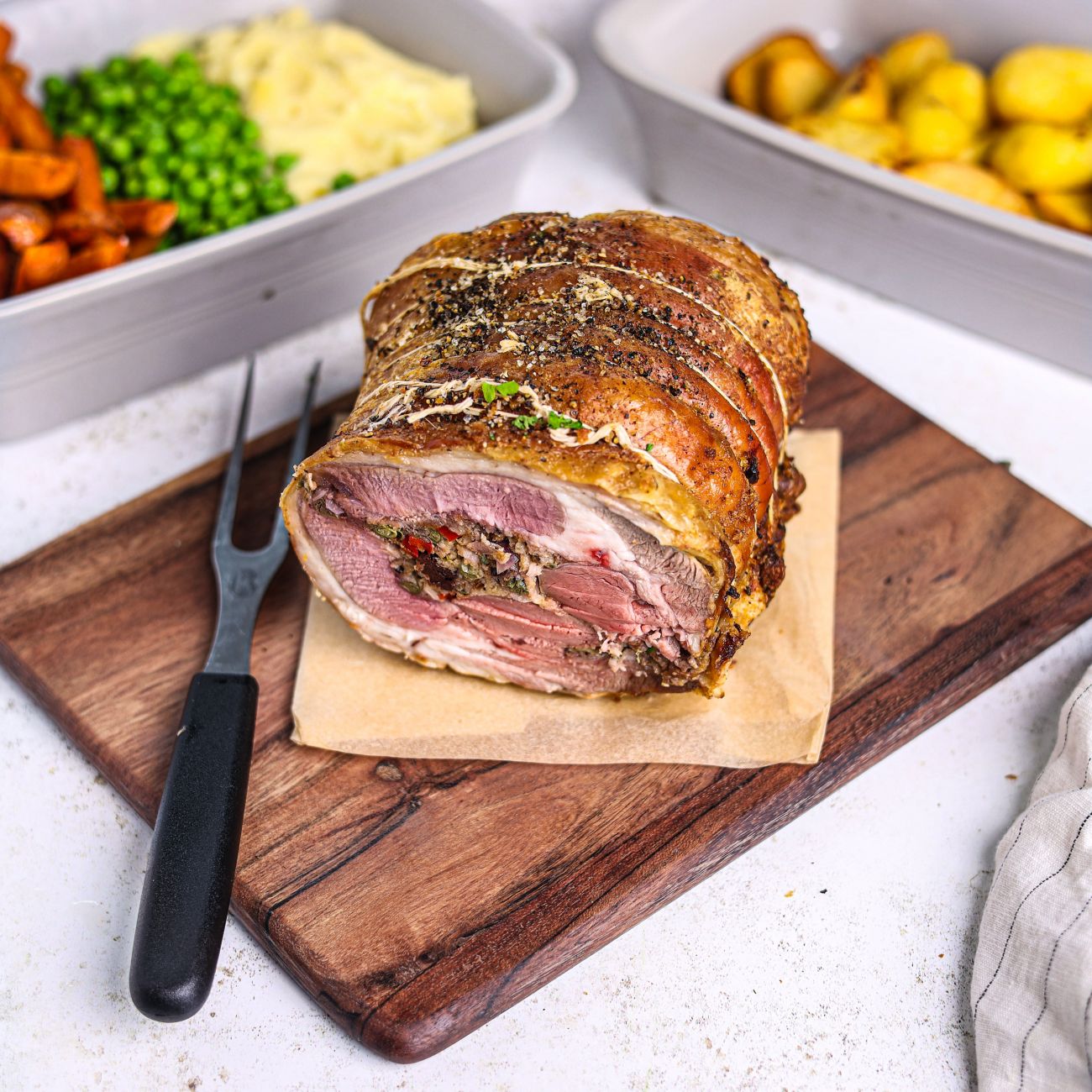 BBQ Saddle Of Lamb with Panzanella Stuffing Recipe | Woolworths