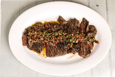 Brazilian Strip Steak with Green Churri Churri Sauce.