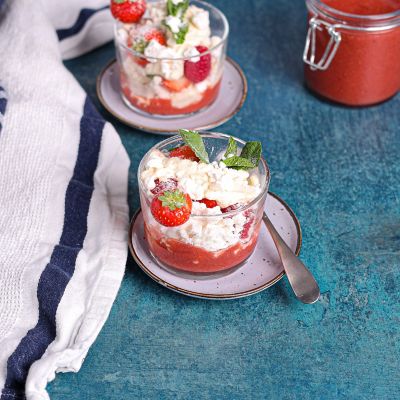 Eton Mess with A Strawberry Compote.