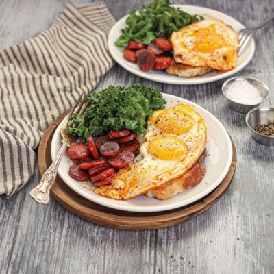 Kale with Chorizo & Fried Eggs