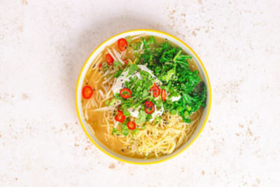 Miso Noodles with Poached Eggs, Kale & Beansprouts