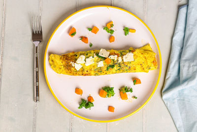 Omelette with Kale, Butternut Squash & Feta