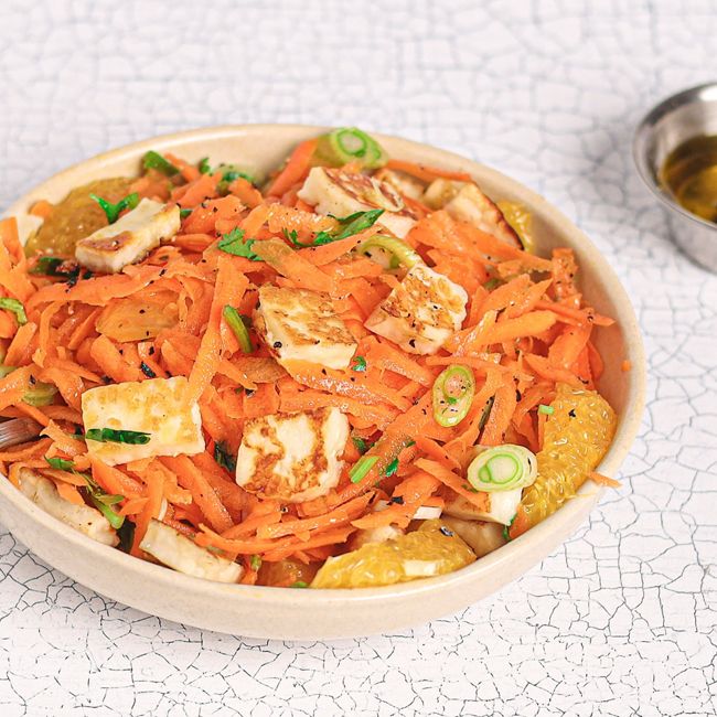 Sesame, Carrot, Halloumi & Orange Salad