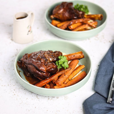 Lamb Shank with Buttery Mash & Carrots.