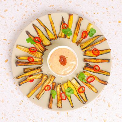 Roast Eggplant with Yoghurt & Harissa.