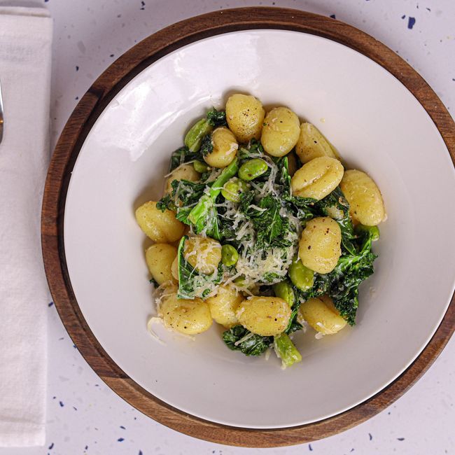 Gnocchi with Kale, Broad Beans & Beurre Noisette