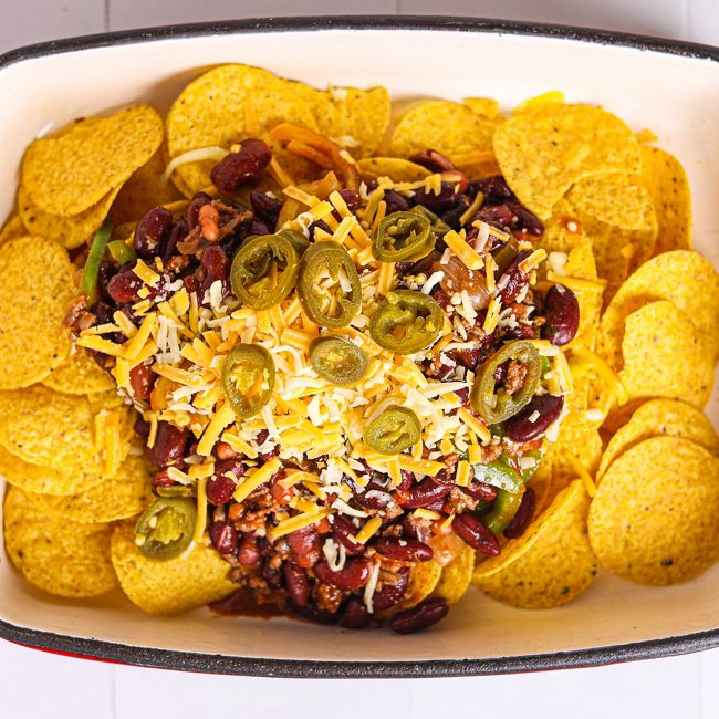 Nachos with Plant Based Mince & Vegan Cheese
