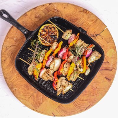 Chicken Skewers with Peppers, Onions, Rosemary & Garlic.